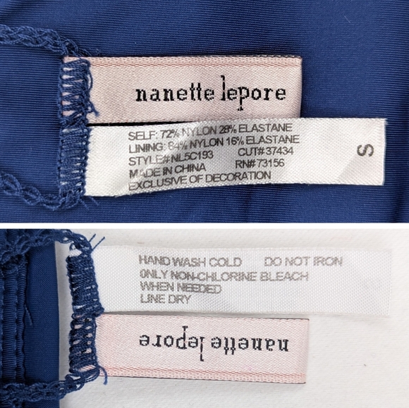 Nanette Lepore 2-Piece Bikini Swimsuit Triangle Top Beaded Costa Del Sol Navy S - Picture 15 of 16